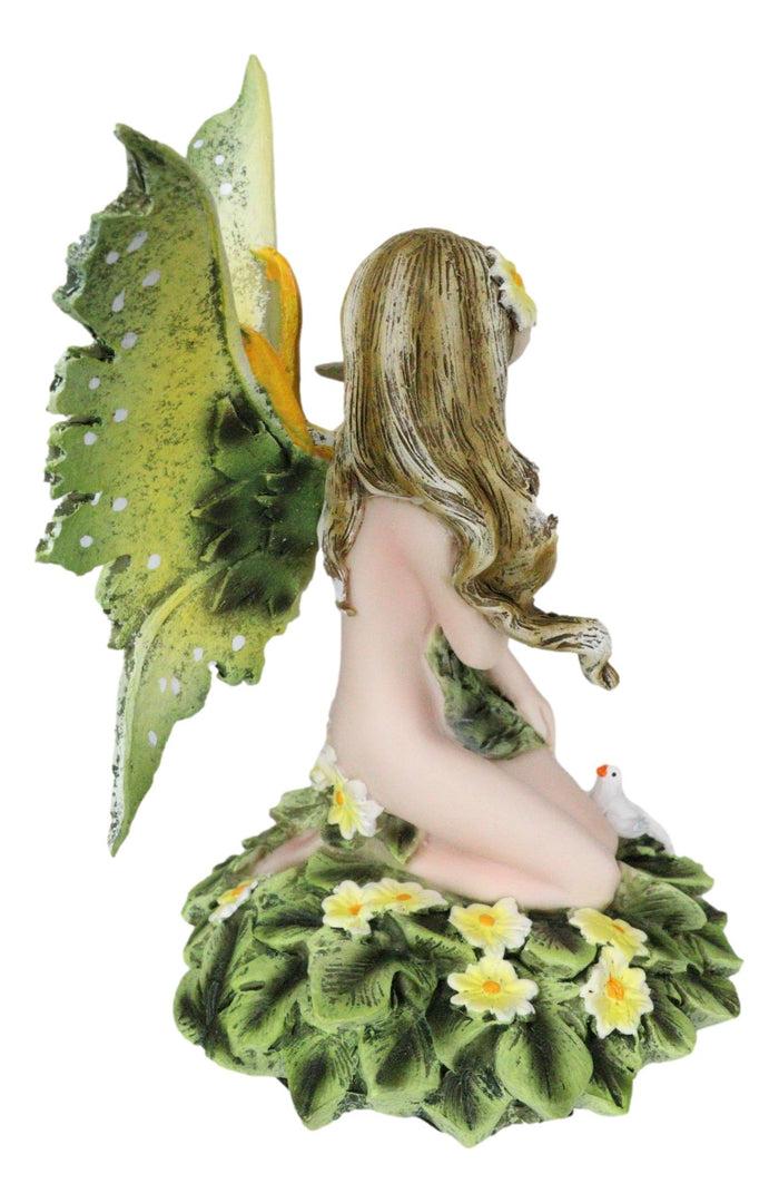 Ebros Gift Tribal Green Daisy Flower Garden Innocent Fairy Eve Kneeling On Petals Figurine