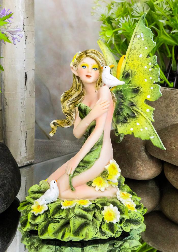 ebros gift Tribal Green Daisy Flower Garden Innocent Fairy Eve Kneeling On Petals Figurine