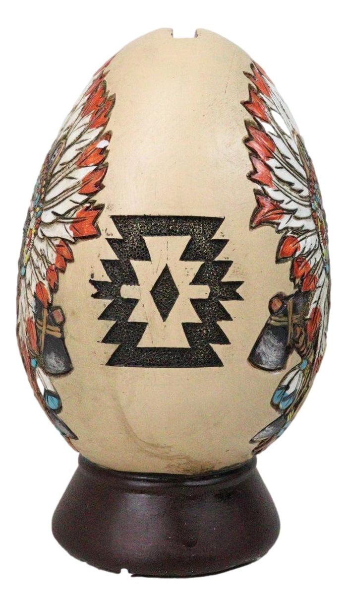 Ebros Gift Tribal Indian Chief Wolf With Headdress Roach Egg Shaped Money Bank Figurine