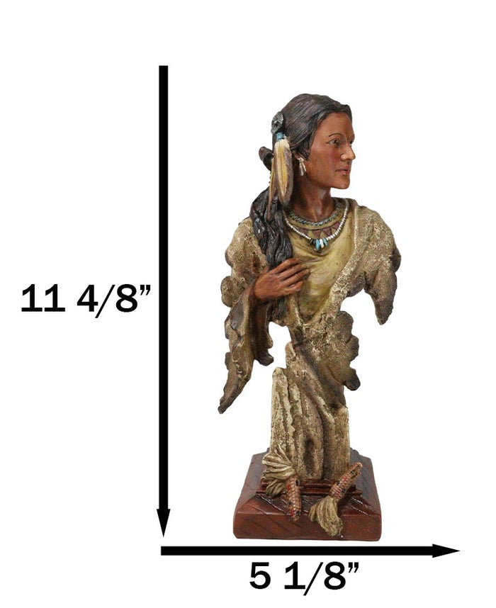 Ebros Gift Tribal Native American Indian Lady Princess With Eagle Feathers Bust Figurine