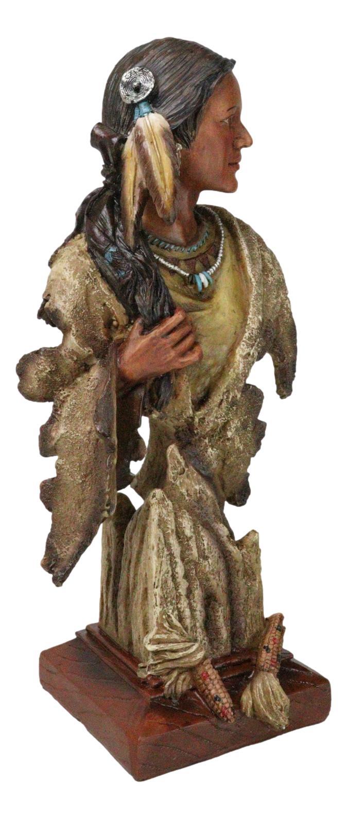Ebros Gift Tribal Native American Indian Lady Princess With Eagle Feathers Bust Figurine