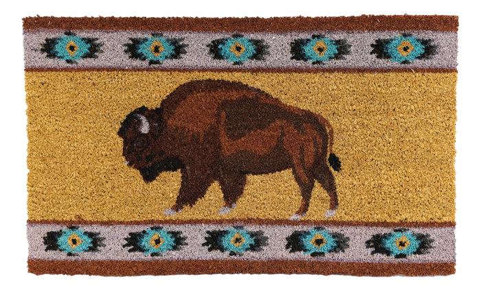 Ebros Gift Tribal Navajo Pattern Bison Buffalo Coir Coconut Fiber Floor Mat Doormat 29"X17"