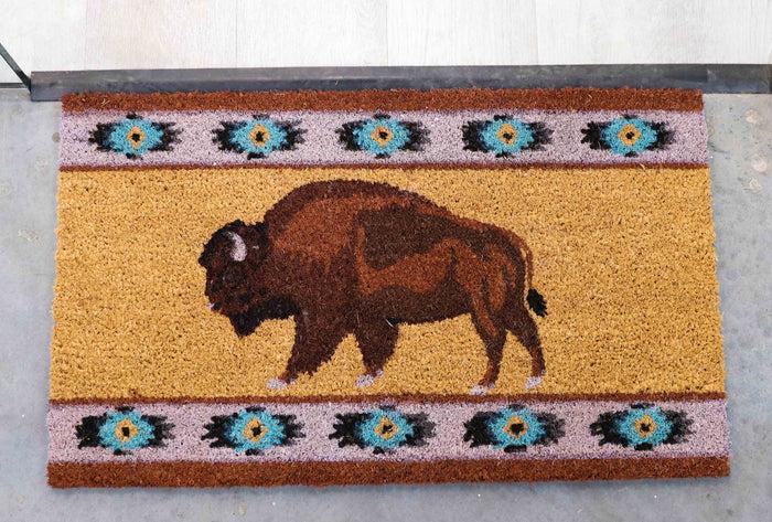 Ebros Gift Tribal Navajo Pattern Bison Buffalo Coir Coconut Fiber Floor Mat Doormat 29"X17"
