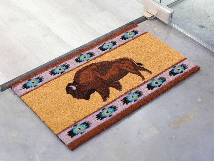 ebros gift Tribal Navajo Pattern Bison Buffalo Coir Coconut Fiber Floor Mat Doormat 29"X17"