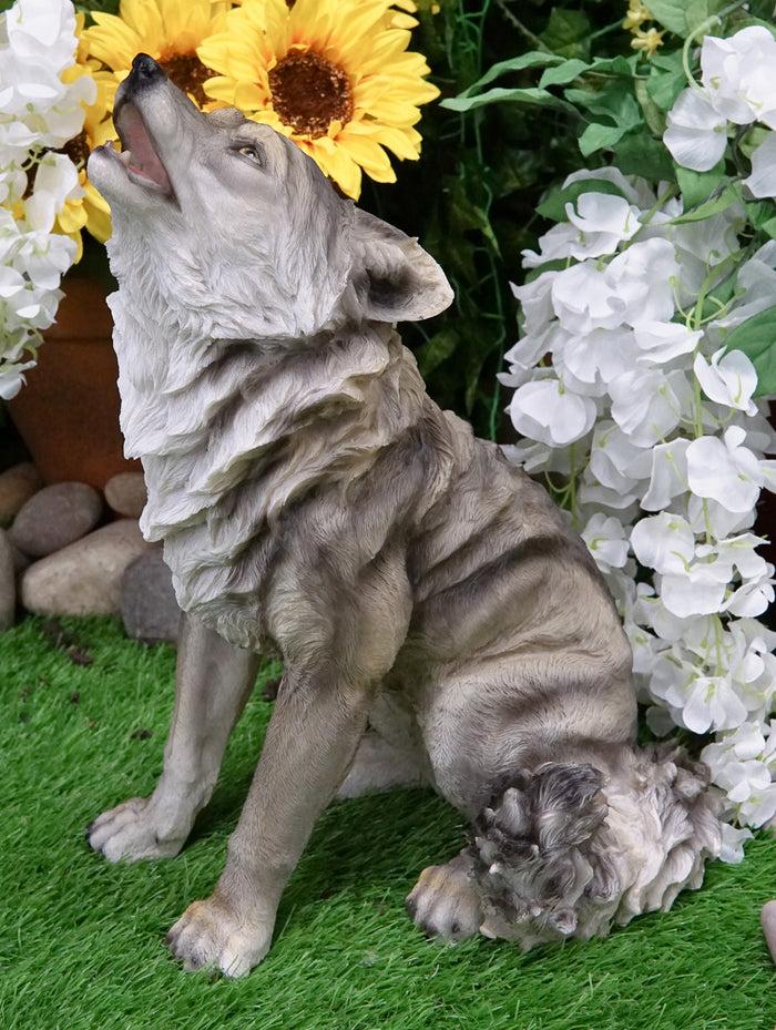 ebros gift Tribal Pack Alpha Leader Akela Howling Gray Wolf Statue 14"H Spirit Wolves