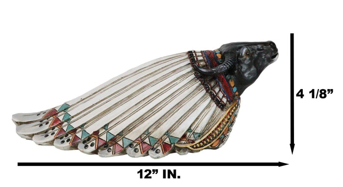 Ebros Gift Tribal Southwest Black Buffalo With Indian Chief Headdress Piggy Money Coin Bank