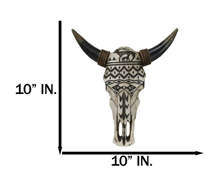 Ebros Gift Tribal Tattoo Wildlife Deer And Fishes Abstract Cow Skull Wall Decor Plaque
