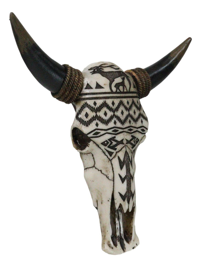 Ebros Gift Tribal Tattoo Wildlife Deer And Fishes Abstract Cow Skull Wall Decor Plaque