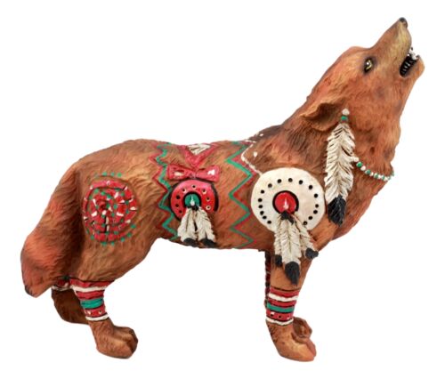 Ebros Gift Tribal Warpath Native Howling Wolf Totem Spirit Figurine Collection 6.25"L