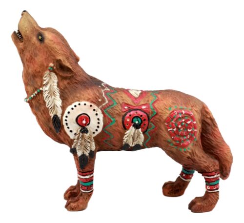 Ebros Gift Tribal Warpath Native Howling Wolf Totem Spirit Figurine Collection 6.25"L