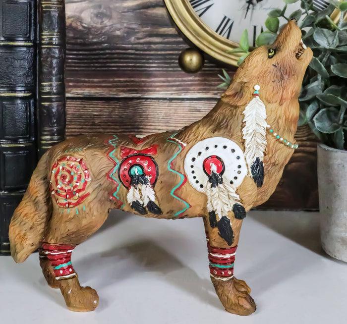 ebros gift Tribal Warpath Native Howling Wolf Totem Spirit Figurine Collection 6.25"L