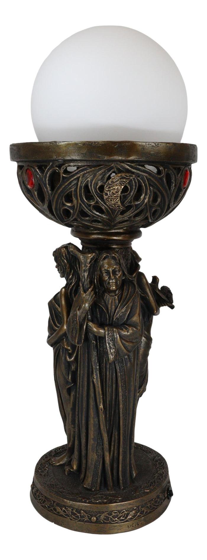 Ebros Gift Triple Goddess Maiden Mother Crone Triune Oracle Sculptural Globe Table Lamp