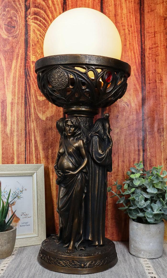ebros gift Triple Goddess Maiden Mother Crone Triune Oracle Sculptural Globe Table Lamp