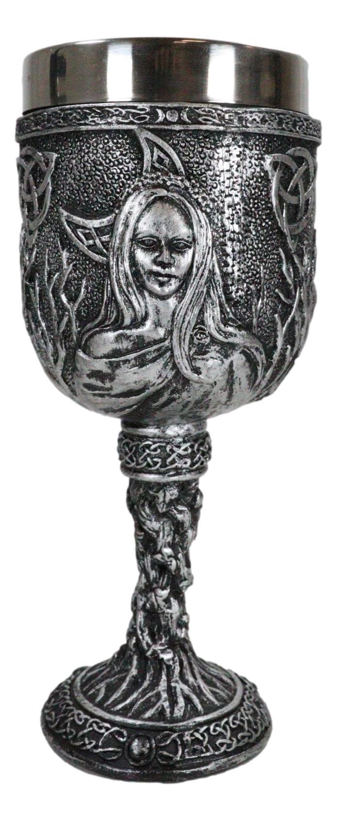 Ebros Gift Triple Goddess Maiden Mother Crone Witchcraft Wine Drink Goblet Chalice 5oz