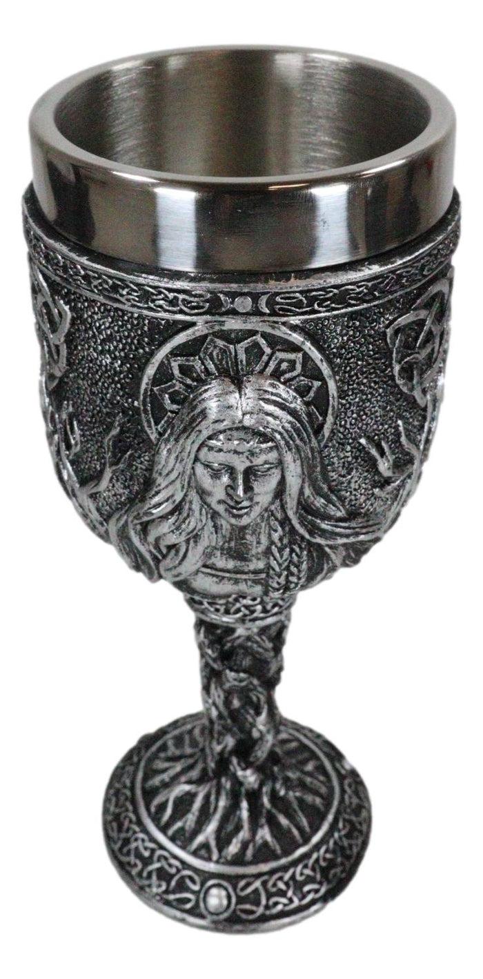 Ebros Gift Triple Goddess Maiden Mother Crone Witchcraft Wine Drink Goblet Chalice 5oz
