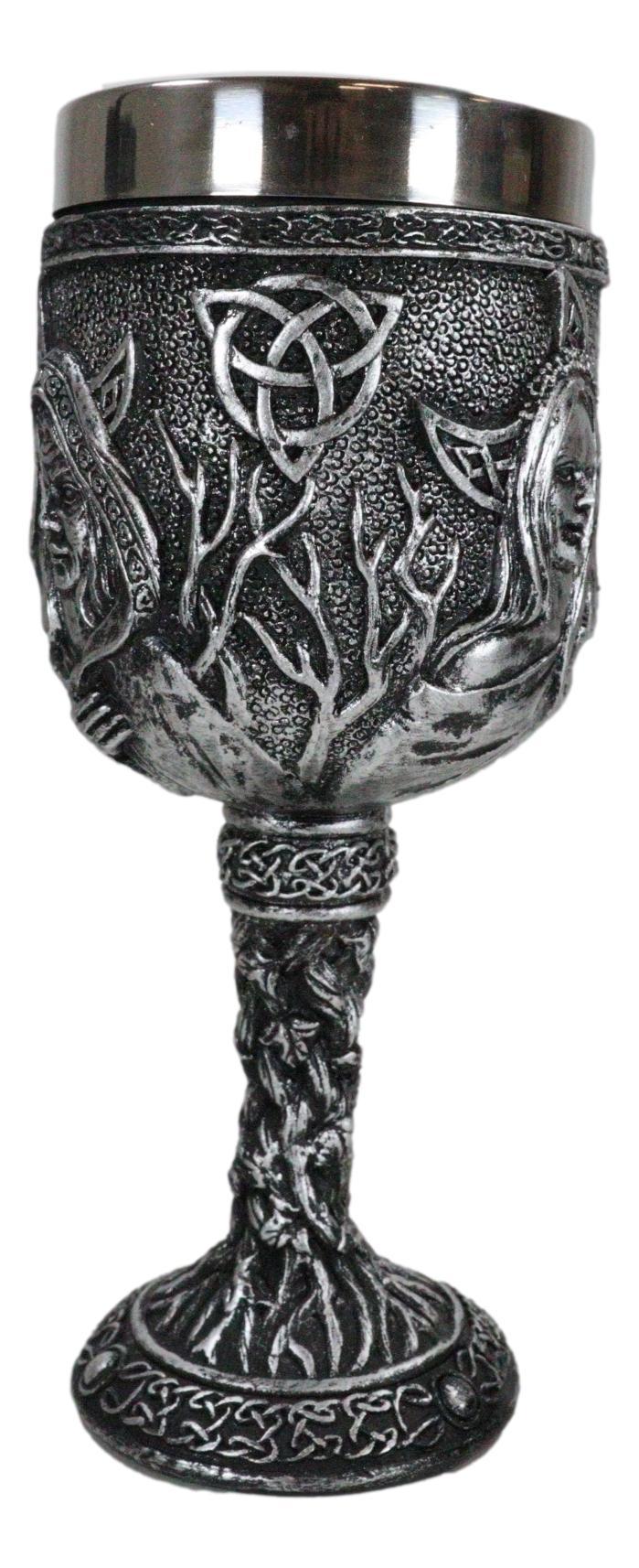 Ebros Gift Triple Goddess Maiden Mother Crone Witchcraft Wine Drink Goblet Chalice 5oz