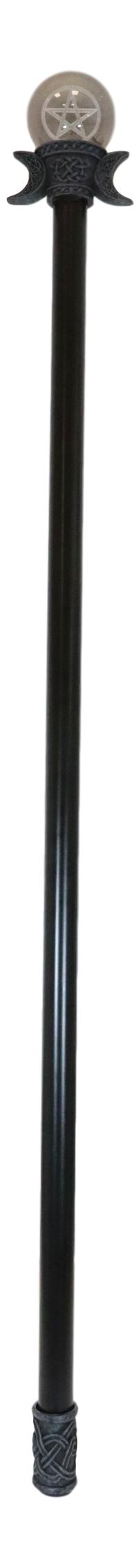 Ebros Gift Triple Goddess Sacred Moon Pentagram Star LED Glass Decorative Prop Swagger Cane