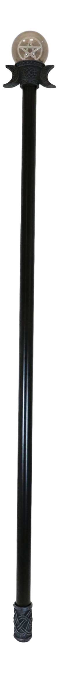 Ebros Gift Triple Goddess Sacred Moon Pentagram Star LED Glass Decorative Prop Swagger Cane