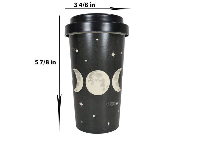 Ebros Gift Triple Moon Waxing Full Waning Moons Bamboo Travel Mug Cup With Lid And Sleeve