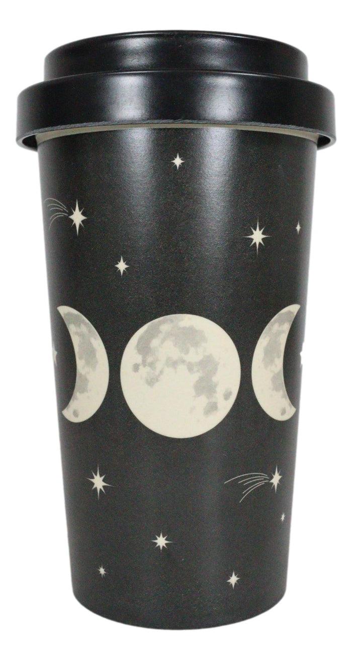 Ebros Gift Triple Moon Waxing Full Waning Moons Bamboo Travel Mug Cup With Lid And Sleeve