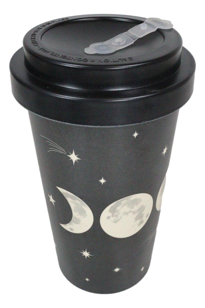 Ebros Gift Triple Moon Waxing Full Waning Moons Bamboo Travel Mug Cup With Lid And Sleeve