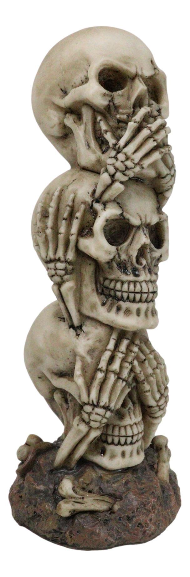 Ebros Gift Triple Stacked Funny See Hear Speak No Evil Skulls Family Home Decor Figurine