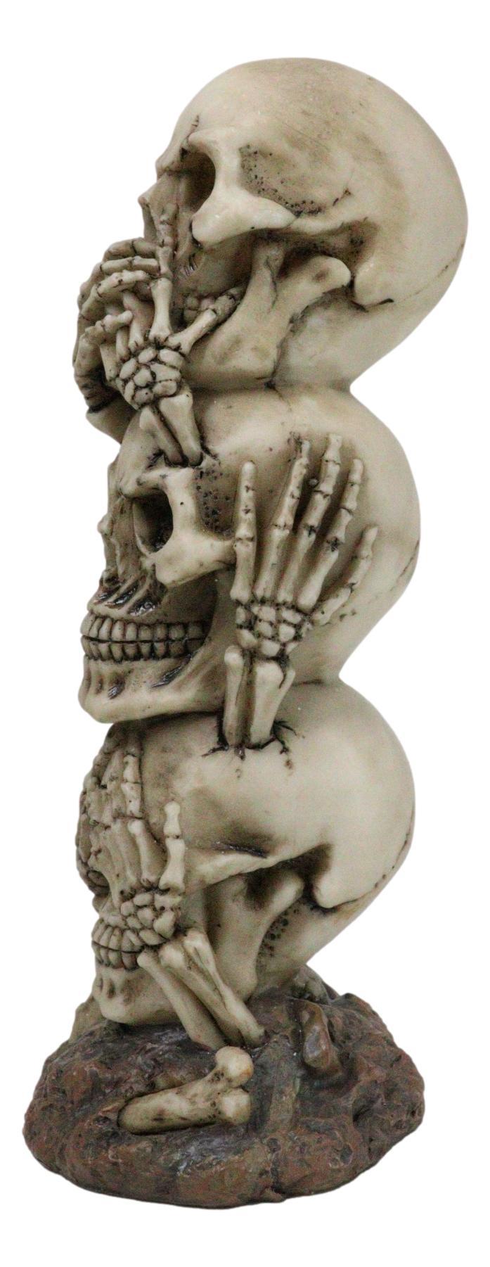 Ebros Gift Triple Stacked Funny See Hear Speak No Evil Skulls Family Home Decor Figurine