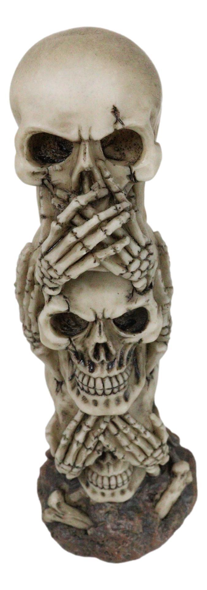 Ebros Gift Triple Stacked Funny See Hear Speak No Evil Skulls Family Home Decor Figurine
