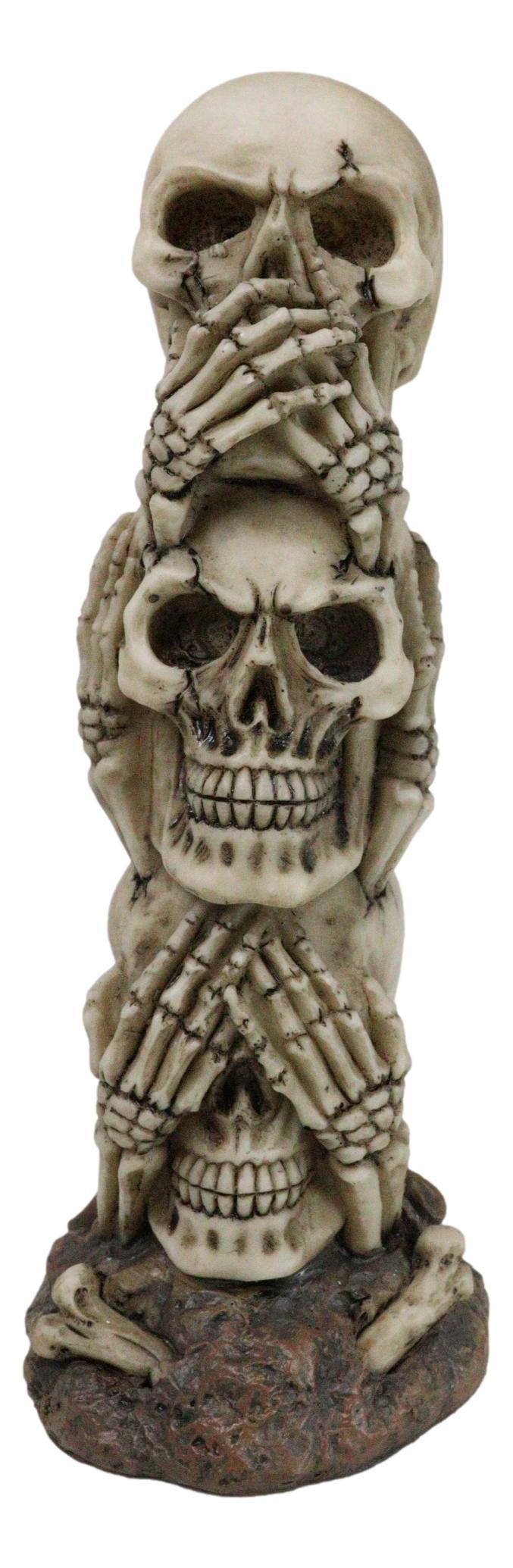 ebros gift Triple Stacked Funny See Hear Speak No Evil Skulls Family Home Decor Figurine