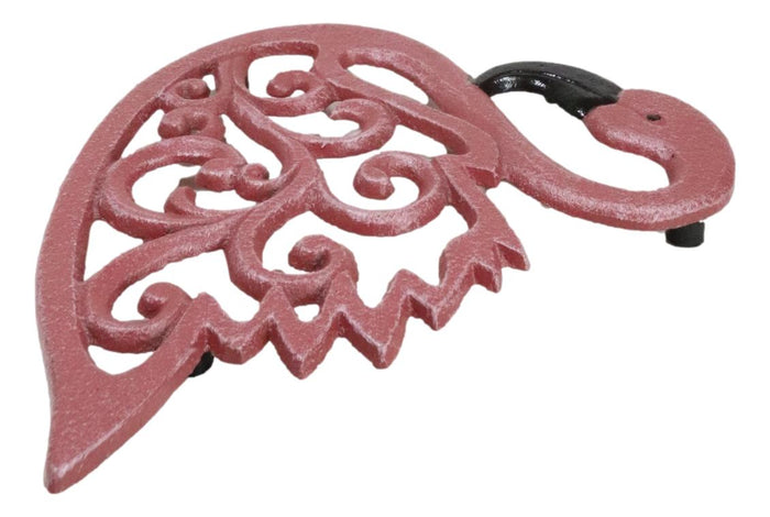 Ebros Gift Tropical Paradise Pink Flamingo Bird Scrollwork Cast Iron Wall Or Table Trivet