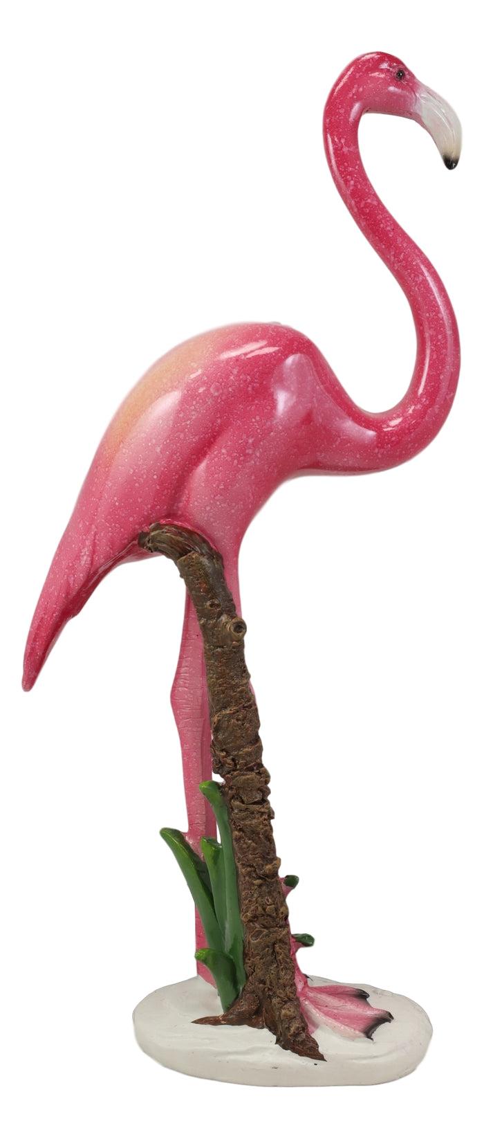 Ebros Gift Tropical Rainforest Paradise Standing Pink Flamingo Bird Decor Statue 11.75"H