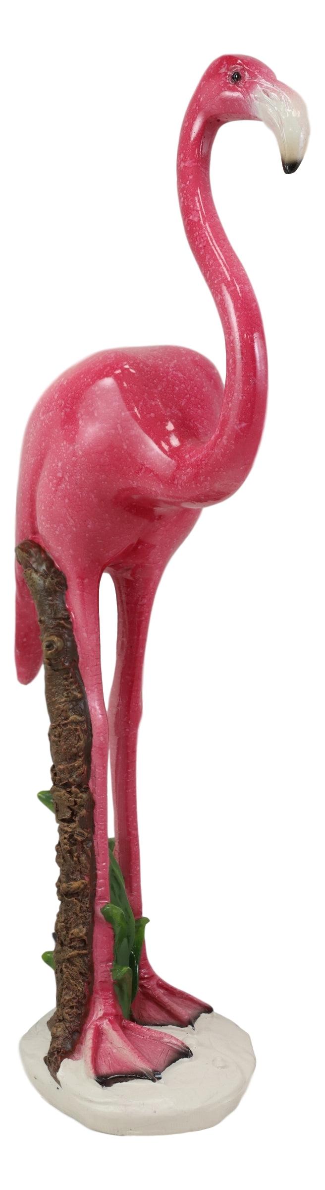 ebros gift Tropical Rainforest Paradise Standing Pink Flamingo Bird Decor Statue 11.75"H