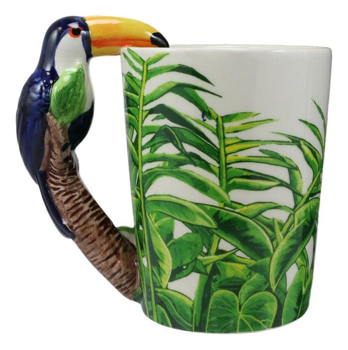 Ebros Gift Tropical Rainforest Paradise Toucan Bird Perching On Tree Branch Cup Mug 12oz