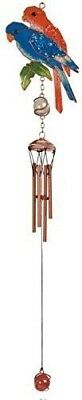 Ebros Gift Tropical Scarlet Macaw Parrot Lovers Bird Pair Resonant Copper Wind Chime Garden