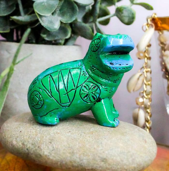 ebros gift Turquoise Green Egyptian Goddess Taweret Hippo With Hieroglyphs Mini Figurine
