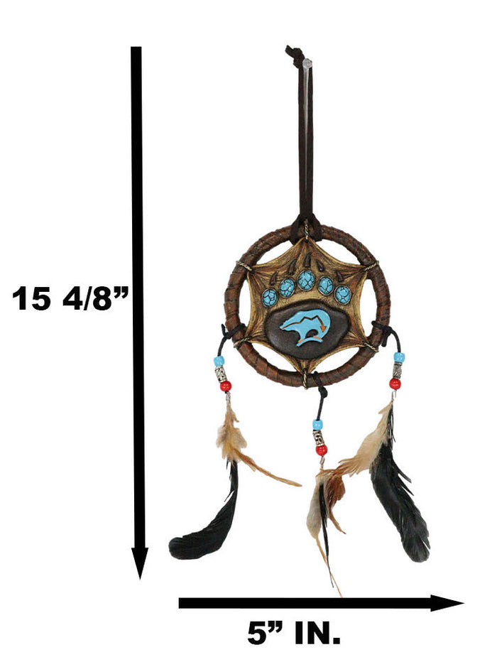 Ebros Gift Turquoise Native Bear Paw Dreamcatcher Wall Hanging Decor 5"Diam Dream Catcher