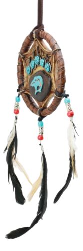 Ebros Gift Turquoise Native Bear Paw Dreamcatcher Wall Hanging Decor 5"Diam Dream Catcher