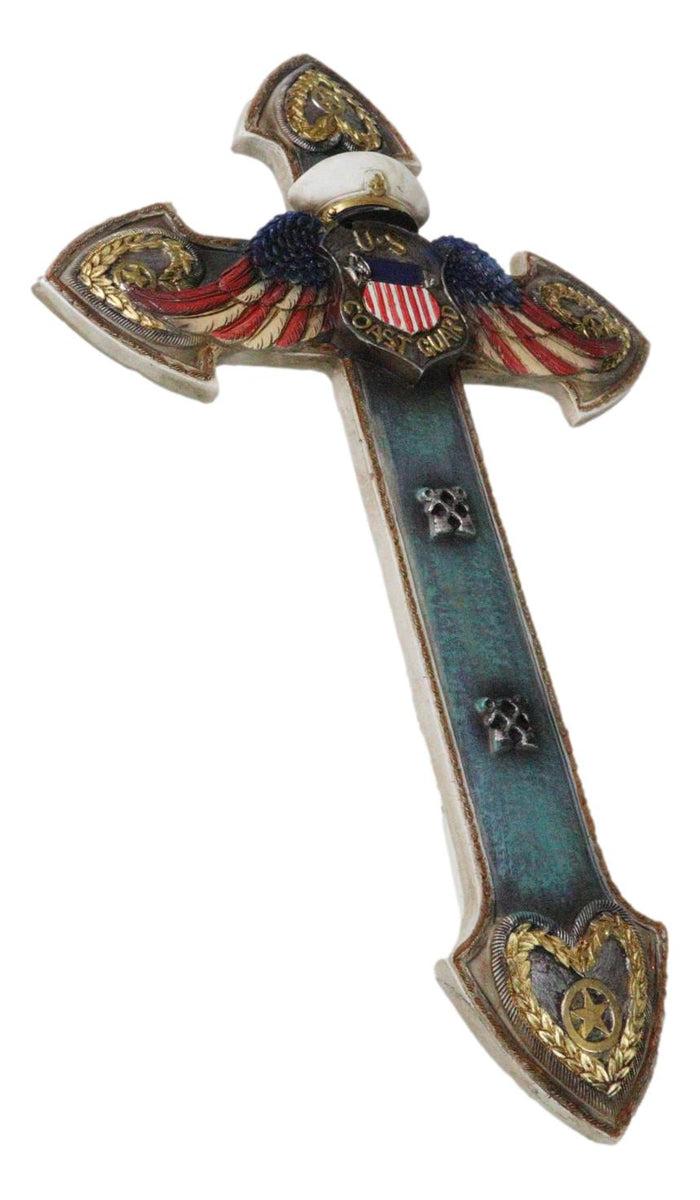 Ebros Gift Turquoise Rustic Western US Coast Guard Eagle Wings Crest Anchors Wall Cross