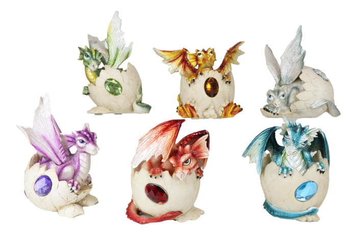 Ebros Gift Twelve Month Birthstone Dragon Egg Statue Set Colored Gem Stone Birthday Dragons
