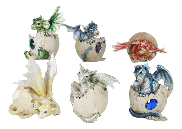 Ebros Gift Twelve Month Birthstone Dragon Egg Statue Set Colored Gem Stone Birthday Dragons