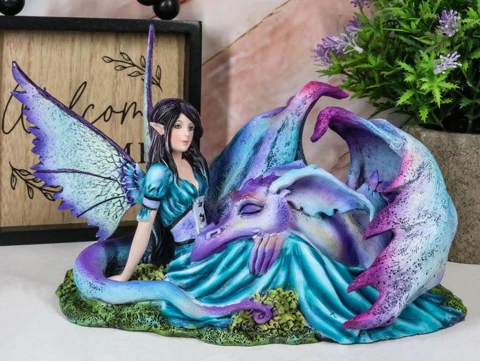 ebros gift Twilight Slumber Enchanted Fairy With Sleeping Dragon On Lap Amy Brown Figurine