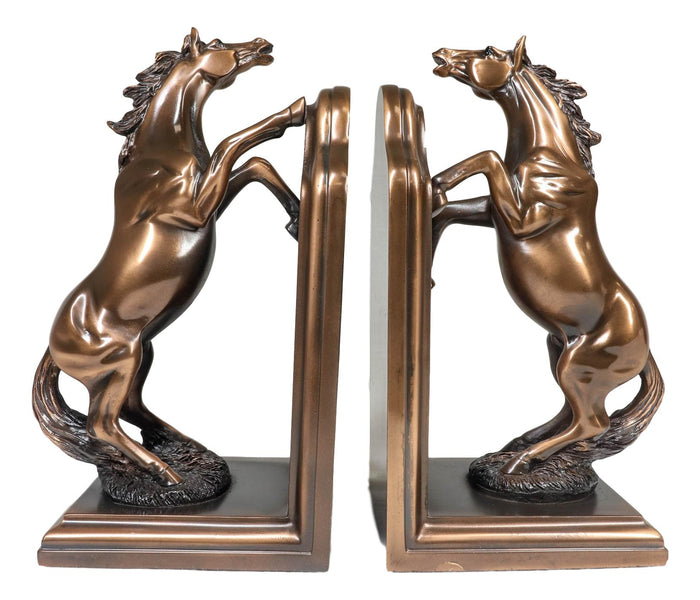 Ebros Gift Two Fine Horses Standing On Hind Legs Bookends Bronze Electroplated Figurine