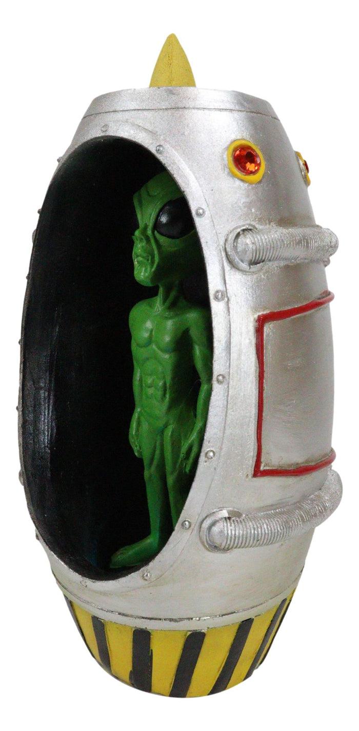 Ebros Gift UFO Green Alien In Spaceship Capsule Backflow Incense Burner With LED Lights