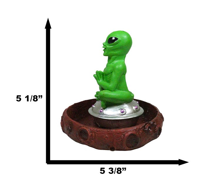 Ebros Gift UFO Green Alien In Spaceship Saucer Moon Crater Backflow Incense & Stick Burner