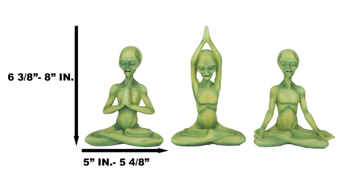 Ebros Gift UFO Green Roswell Alien ET Yoga Meditation Body Mind And Soul Sitting Figurines