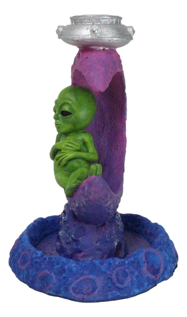 Ebros Gift UFO Green Roswell Alien Sleeping On Crescent Crater Moon Backflow Incense Burner