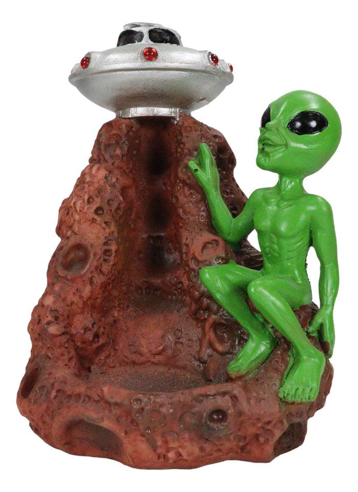 Ebros Gift UFO Green Roswell Alien With Flying Saucer Spaceship Backflow Incense Burner
