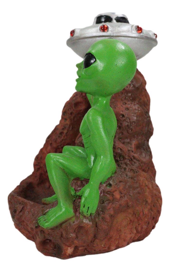 Ebros Gift UFO Green Roswell Alien With Flying Saucer Spaceship Backflow Incense Burner