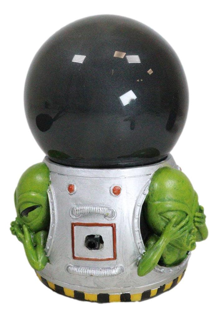 Ebros Gift UFO Spaceship Green Roswell Aliens See Hear Speak No Evil Sandstorm Ball Decor