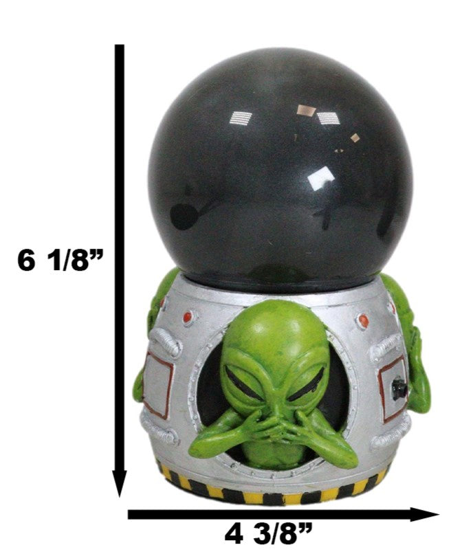Ebros Gift UFO Spaceship Green Roswell Aliens See Hear Speak No Evil Sandstorm Ball Decor